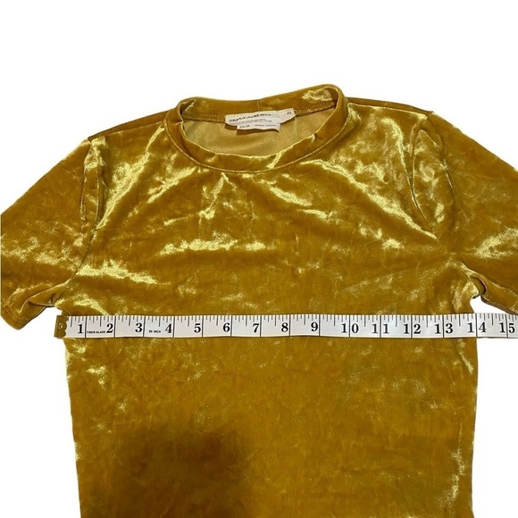 Urban Renewal Yellow Velvet Short Sleeve Top Size XS - Picture 3 of 6